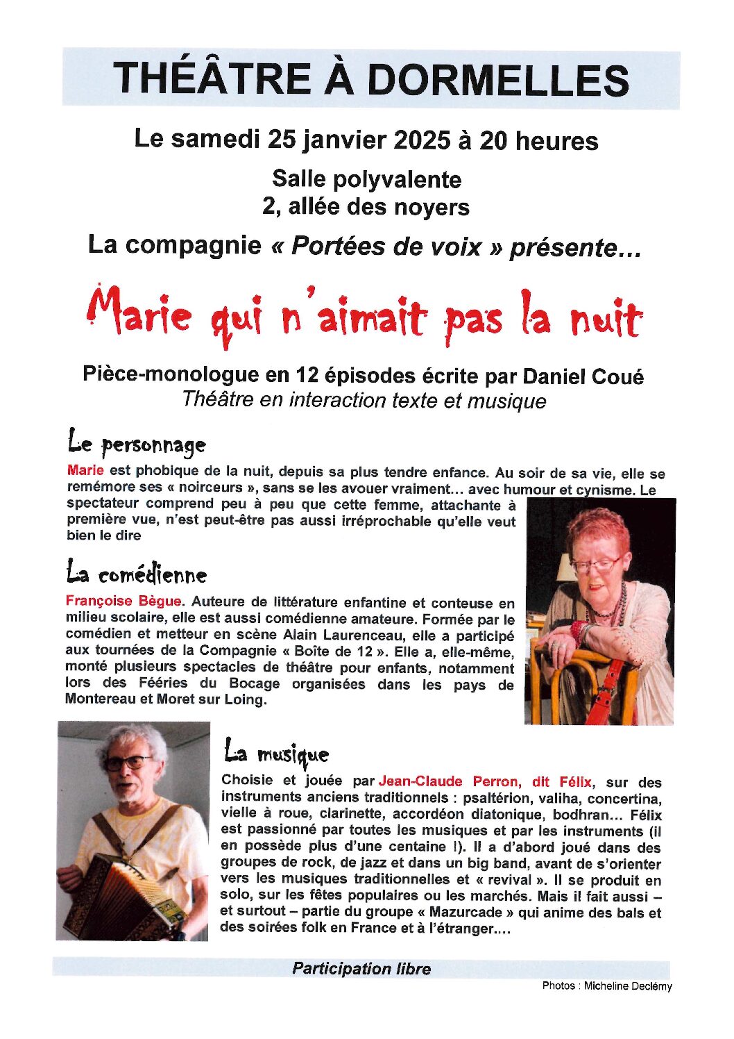 Théâtre à Dormelles Samedi 25 janvier