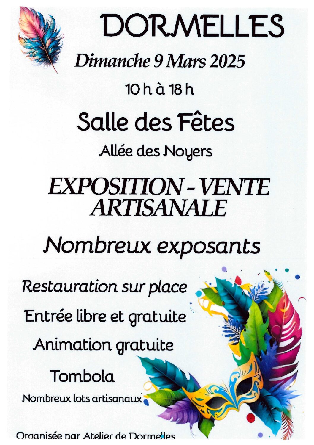 exposition vente artisanale dimanche 9 mars